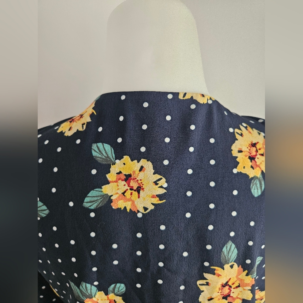 Topshop Navy Floral Wrap Blouse - Picture 8 of 8